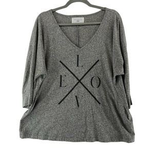 Sol Angeles Love Gray VNeck TShirt Size Medium‎